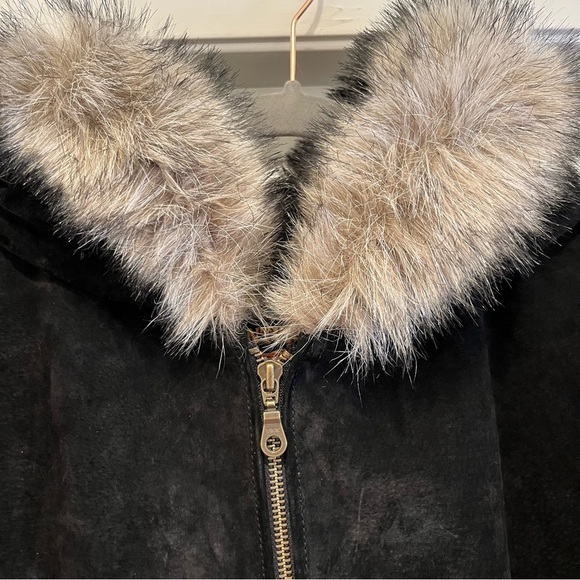 Vtg 90s Wilson’s leather Coat fur‎ trim - Picture 4 of 5